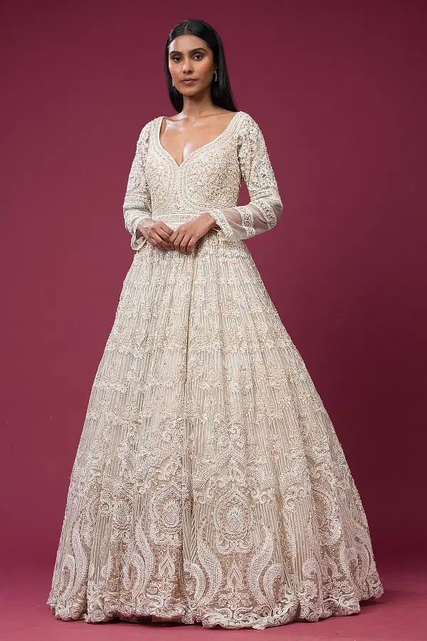 Buy Cream Gowns Online Best Price Elegant Stylish Cream Gowns Samyakk