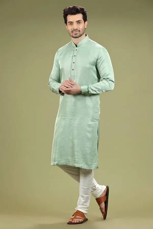 Ethnic Pure Silk men s Kurta Blue Cotton Kurta for Men Samyakk