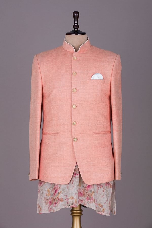 Peach Color Banarasi Silk Jodhpuri Jacket | Jackets, Peach colors, Silk