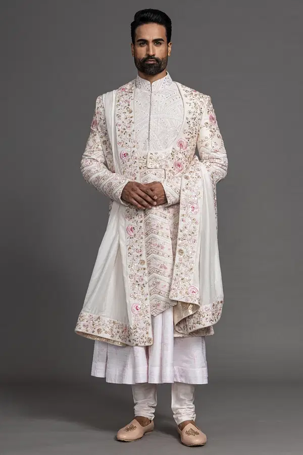 Half discount white sherwani