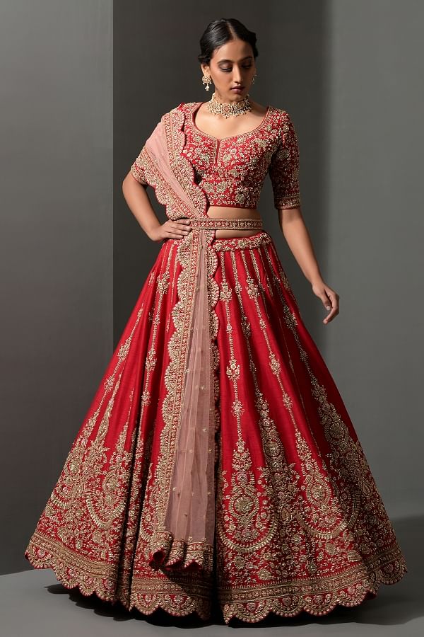 Buy Red Sana Embroidered Lehenga Set Online - RI.Ritu Kumar International  Store View