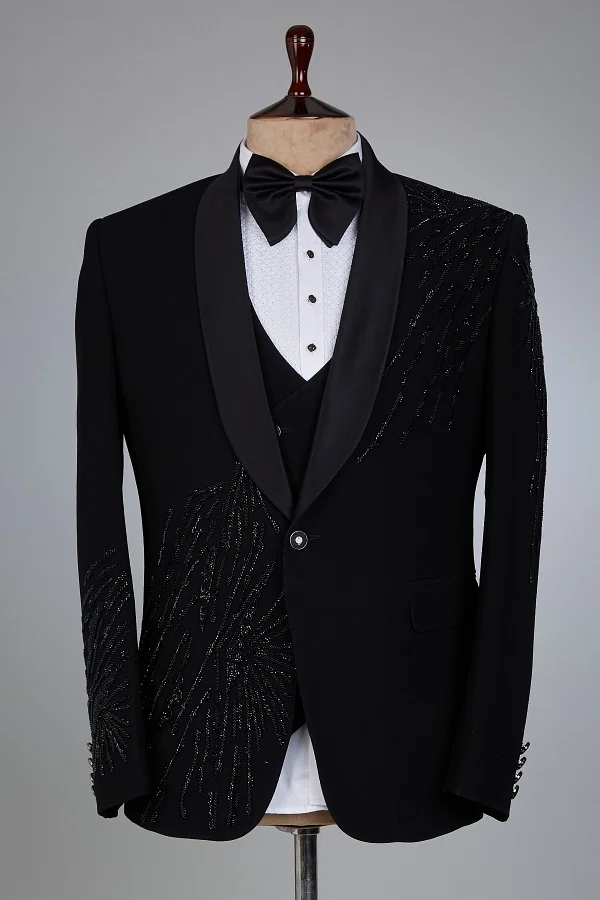 Black textured tuxedo – raaya.in