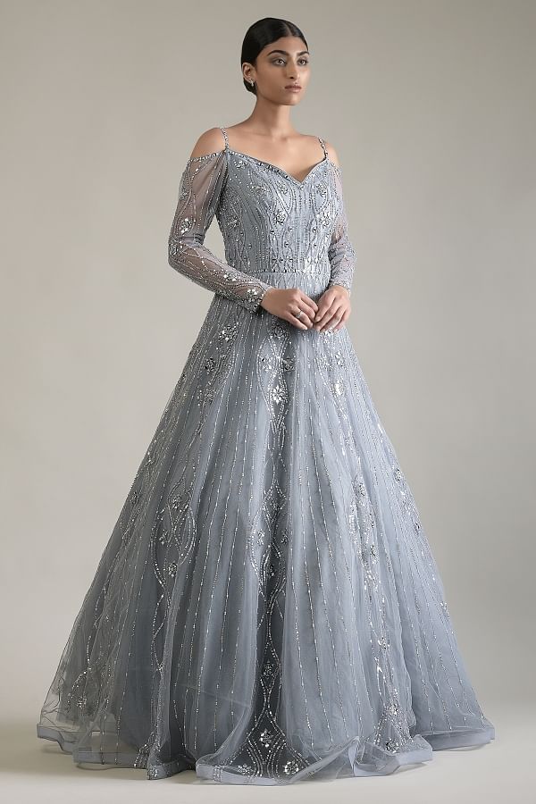 Grey indo western gown online