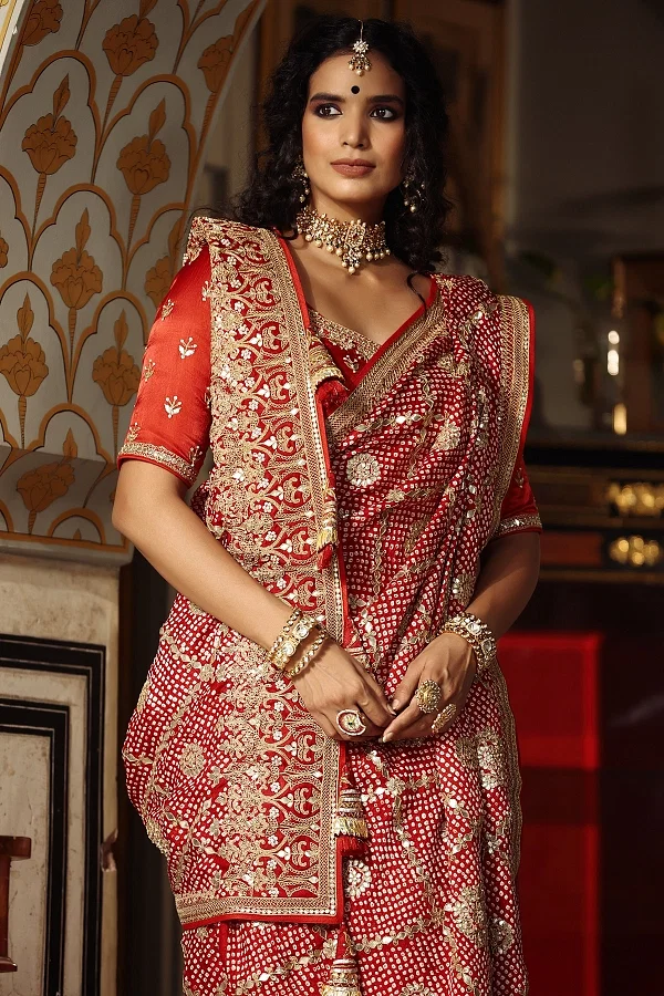 Buy Imperial Red Bandhani Saree online-Karagiri