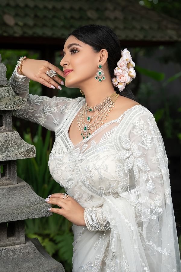 Party wear white saree sale