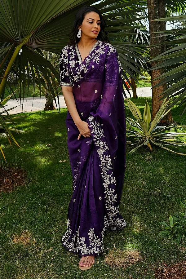 Buy Floral Banarsee Silk Saree Online | Singhania's