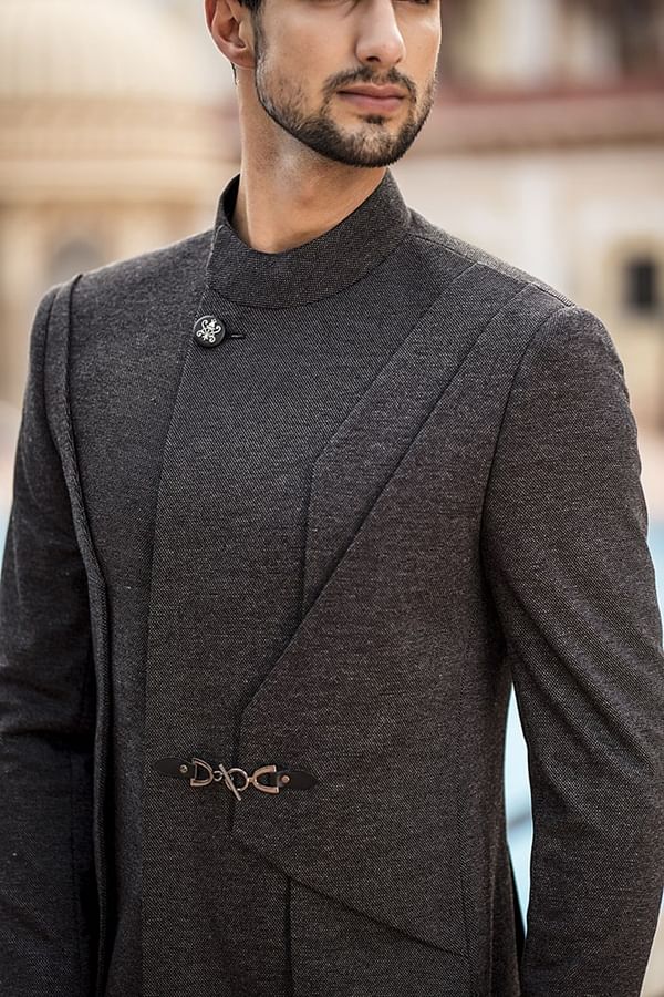 Dark grey jodhpuri suit sales