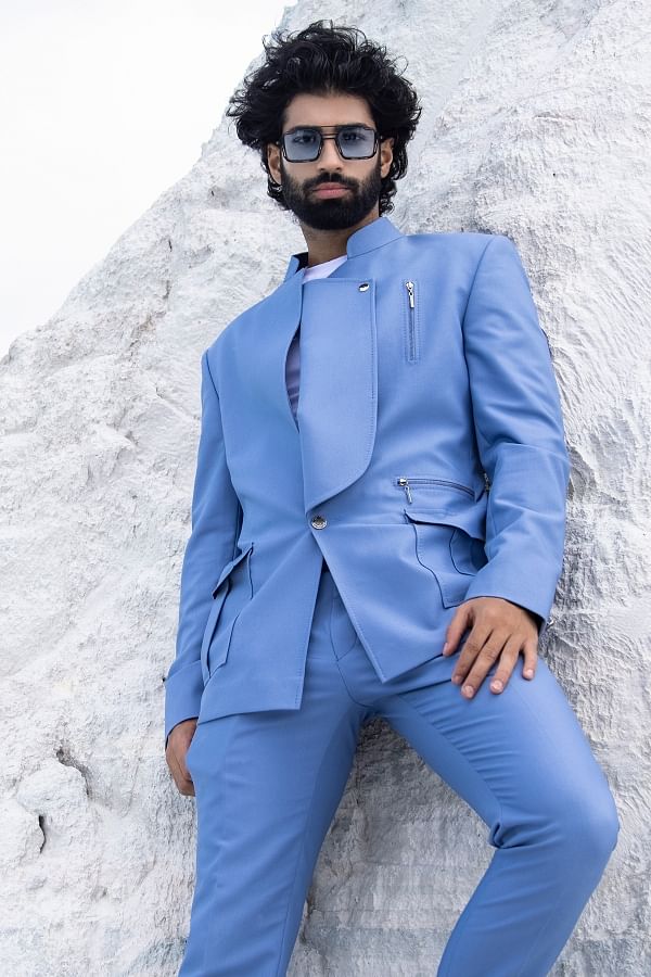 Jodhpuri suit hot sale sky blue