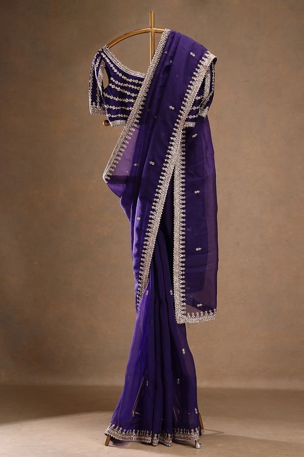 【SALE／37%OFF】 Saree Draped Lycra Purple Mauve Buy with Cape Embroidered アクセサリー